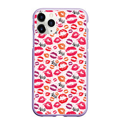 Чехол iPhone 11 Pro матовый Поцелуи - kiss, цвет: 3D-светло-сиреневый