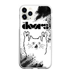 Чехол iPhone 11 Pro матовый The Doors рок кот на светлом фоне