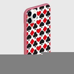 Чехол iPhone 11 Pro матовый Масти карточные - символика, цвет: 3D-малиновый — фото 2