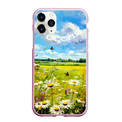 Чехол iPhone 11 Pro матовый Россия - летнее цветочное поле