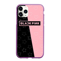 Чехол iPhone 11 Pro матовый Blackpink - hearts and stars, цвет: 3D-фиолетовый