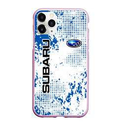 Чехол iPhone 11 Pro матовый Subaru blue logo, цвет: 3D-розовый