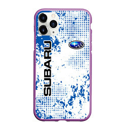 Чехол iPhone 11 Pro матовый Subaru blue logo, цвет: 3D-фиолетовый