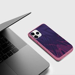 Чехол iPhone 11 Pro матовый Лучи - фиолетовый и розовый - Хуф и Ся, цвет: 3D-малиновый — фото 2