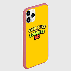 Чехол iPhone 11 Pro матовый Two Guys & Zombies 3D - Лого на желтом, цвет: 3D-малиновый — фото 2