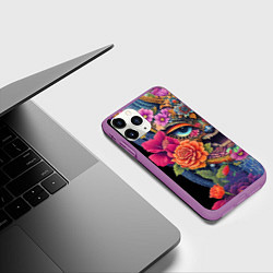 Чехол iPhone 11 Pro матовый Irezumi - Japan - tattoo, цвет: 3D-фиолетовый — фото 2