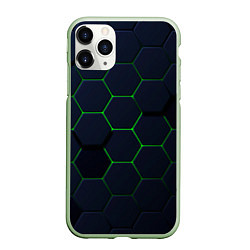 Чехол iPhone 11 Pro матовый Honeycombs green