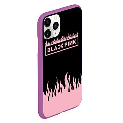 Чехол iPhone 11 Pro матовый Blackpink - flames, цвет: 3D-фиолетовый — фото 2