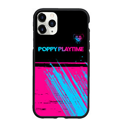 Чехол iPhone 11 Pro матовый Poppy Playtime - neon gradient: символ сверху, цвет: 3D-черный