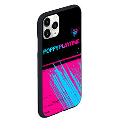 Чехол iPhone 11 Pro матовый Poppy Playtime - neon gradient: символ сверху, цвет: 3D-черный — фото 2