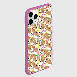 Чехол iPhone 11 Pro матовый Джек рассел терьер в разноцветных ошейниках, цвет: 3D-фиолетовый — фото 2