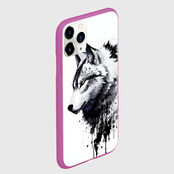 Чехол iPhone 11 Pro матовый Белый волк - краски, цвет: 3D-фиолетовый — фото 2