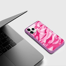 Чехол iPhone 11 Pro матовый Камуфляж в розовом, цвет: 3D-фиолетовый — фото 2