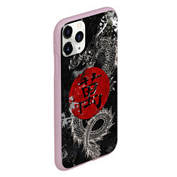 Чехол iPhone 11 Pro матовый Dragon - black grunge, цвет: 3D-розовый — фото 2