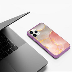 Чехол iPhone 11 Pro матовый Texture and glitter, цвет: 3D-фиолетовый — фото 2