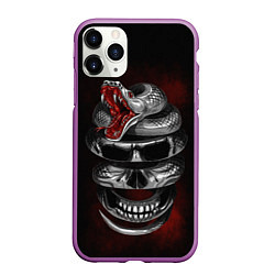 Чехол iPhone 11 Pro матовый Snake skull, цвет: 3D-фиолетовый