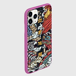 Чехол iPhone 11 Pro матовый Japanese art, цвет: 3D-фиолетовый — фото 2