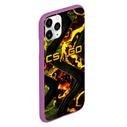 Чехол iPhone 11 Pro матовый CS GO green and fire, цвет: 3D-фиолетовый — фото 2