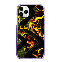 Чехол iPhone 11 Pro матовый CS GO green and fire, цвет: 3D-светло-сиреневый