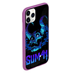 Чехол iPhone 11 Pro матовый Sum41 horns skull, цвет: 3D-фиолетовый — фото 2