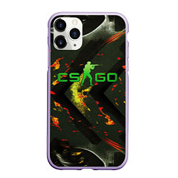 Чехол iPhone 11 Pro матовый CSGO green logo, цвет: 3D-светло-сиреневый