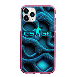 Чехол iPhone 11 Pro матовый CS GO blue neon logo