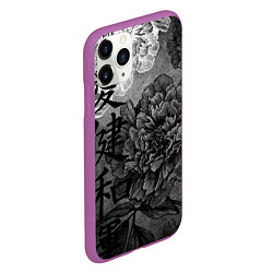 Чехол iPhone 11 Pro матовый Flowers - japanese art, цвет: 3D-фиолетовый — фото 2