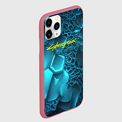 Чехол iPhone 11 Pro матовый Cyberpunk ice logo, цвет: 3D-малиновый — фото 2