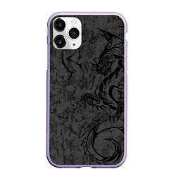 Чехол iPhone 11 Pro матовый Black dragon - grunge, цвет: 3D-светло-сиреневый