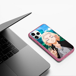 Чехол iPhone 11 Pro матовый Manjirou Sano, цвет: 3D-малиновый — фото 2