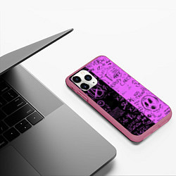 Чехол iPhone 11 Pro матовый Dead inside purple black, цвет: 3D-малиновый — фото 2