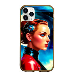 Чехол iPhone 11 Pro матовый Девушка связист в космосе, цвет: 3D-коричневый