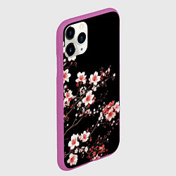 Чехол iPhone 11 Pro матовый Цветущая сакура - белые и красные, цвет: 3D-фиолетовый — фото 2