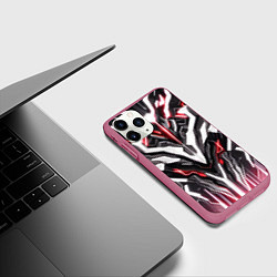 Чехол iPhone 11 Pro матовый Неоновая кибер броня красная, цвет: 3D-малиновый — фото 2