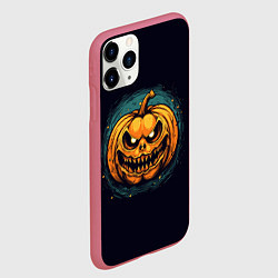 Чехол iPhone 11 Pro матовый Злая тыква со светящимися глазами, цвет: 3D-малиновый — фото 2