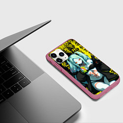 Чехол iPhone 11 Pro матовый Ребекка в куртке самурая - Киберпанк, цвет: 3D-малиновый — фото 2