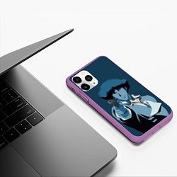 Чехол iPhone 11 Pro матовый Spike Spiegel blue, цвет: 3D-фиолетовый — фото 2