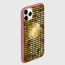 Чехол iPhone 11 Pro матовый Золотой диско шар и золотая мозаика, цвет: 3D-малиновый — фото 2