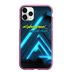 Чехол iPhone 11 Pro матовый Cyberpunk neon style, цвет: 3D-малиновый