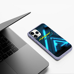 Чехол iPhone 11 Pro матовый Cyberpunk neon style, цвет: 3D-светло-сиреневый — фото 2