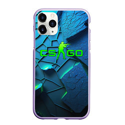 Чехол iPhone 11 Pro матовый CS GO blue green style, цвет: 3D-светло-сиреневый