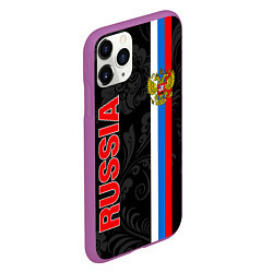 Чехол iPhone 11 Pro матовый Russia black style, цвет: 3D-фиолетовый — фото 2