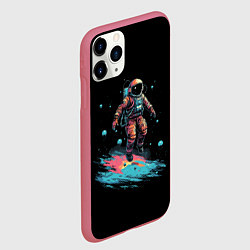 Чехол iPhone 11 Pro матовый Летящий космонавт, цвет: 3D-малиновый — фото 2