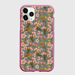Чехол iPhone 11 Pro матовый Жёлтые трясогуски, цвет: 3D-малиновый