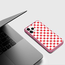 Чехол iPhone 11 Pro матовый Узор в красное ретро-яблоко, цвет: 3D-малиновый — фото 2