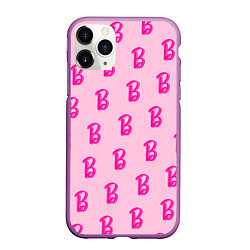 Чехол iPhone 11 Pro матовый Барби паттерн буква B, цвет: 3D-фиолетовый
