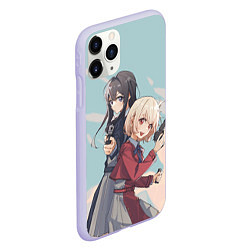 Чехол iPhone 11 Pro матовый Takina Inoue and Chisato Nishikigi - Lycoris Recoi, цвет: 3D-светло-сиреневый — фото 2