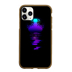 Чехол iPhone 11 Pro матовый Луна SynthWave, цвет: 3D-коричневый