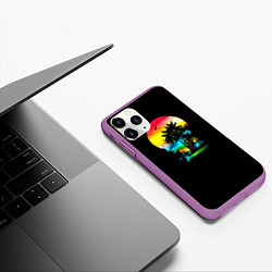 Чехол iPhone 11 Pro матовый Луна SynthWave, цвет: 3D-фиолетовый — фото 2