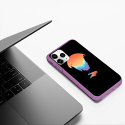 Чехол iPhone 11 Pro матовый Неоновое солнце SynthWave, цвет: 3D-фиолетовый — фото 2